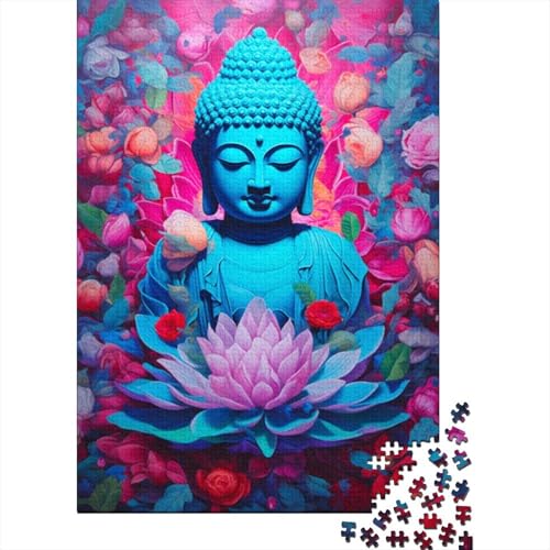 1000-teiliges Puzzle für Erwachsene, farbenfrohes Graffiti-Buddha-Holzpuzzle, pädagogisches Denkspiel, lustiges Familienspiel, 1000 Teile (75 x 50 cm) von WXMMoney