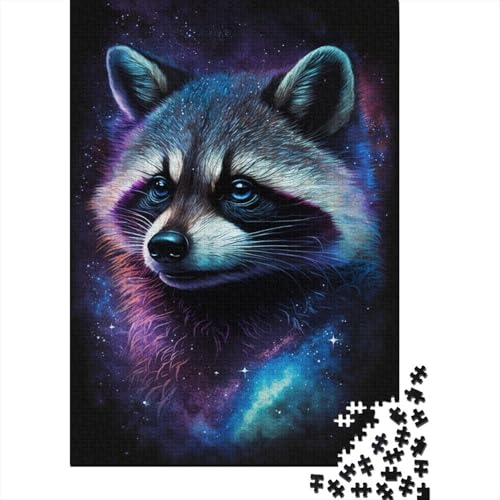 1000-teiliges Puzzle für Erwachsene mit Galaxie-Tier-Waschbär, Holzpuzzle, pädagogisches Denkpuzzle, lustiges Familienspiel, 1000 Teile (75 x 50 cm) von WXMMoney