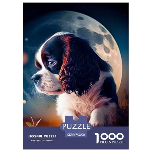 1000-teiliges Puzzle für Erwachsene mit Tierkunst und Hund, Holzpuzzle für Erwachsene, Lernspiel, Herausforderungsspielzeug, 1000 Stück (75 x 50 cm) von WXMMoney