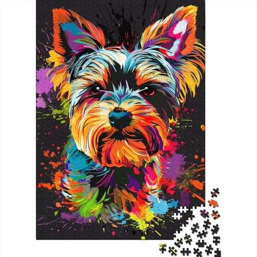 1000-teiliges Puzzle für Erwachsene mit Yorkshire-Terrier-Hund, Holzpuzzle, pädagogisches Denkspiel, lustiges Familienspiel, 1000 Teile (75 x 50 cm) von WXMMoney