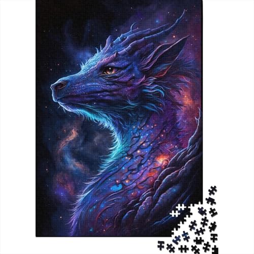 1000-teiliges Puzzle für Erwachsene mit fliegendem Drachen in der Galaxie, Holzpuzzle, pädagogisches Denkspiel, lustiges Familienspiel, 1000 Teile (75 x 50 cm) von WXMMoney