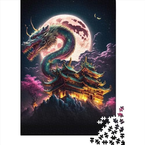 1000-teiliges Puzzle für Kinder, Drache, Japanisch, 4 Puzzle-Spielzeug, Holzpuzzle, Herausforderungsspielzeug, Familienaktivitäten, 1000 Teile (75 x 50 cm) von WXMMoney