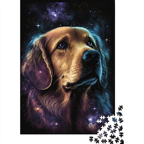 1000-teiliges Puzzle für Kinder, Galaxie, Weltraum, Golden Retriever, kreative rechteckige Puzzles, Holzpuzzle, Geschenke, Puzzle, 1000 Teile (75 x 50 cm) von WXMMoney