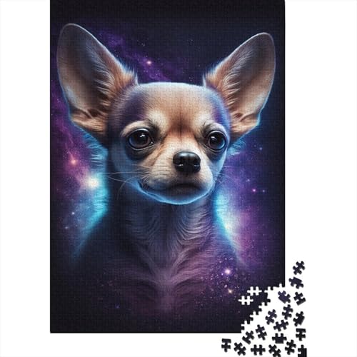 1000-teiliges Puzzle für Kinder, Galaxie, bunter Chihuahua, Puzzle für Kinder, Holzpuzzle, dekomprimierendes geistiges Lernspielzeug, 1000 Stück (75 x 50 cm) von WXMMoney