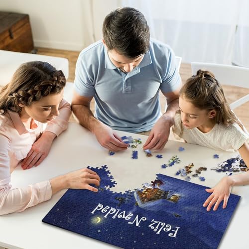 1000-teiliges Puzzle für Kinder, Weihnachtsbilder, quadratische Puzzles für Kinder, Holzpuzzle, Spielzeug, Wanddekoration, 1000 Stück (75 x 50 cm) von WXMMoney