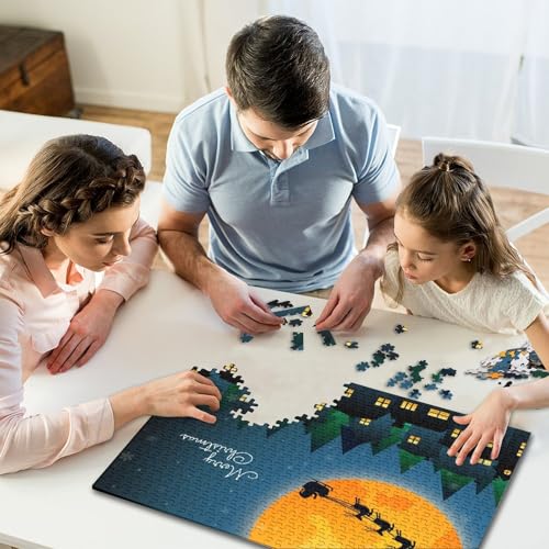 1000-teiliges Puzzle für Kinder, Weihnachtsbilder, quadratisches Puzzle für Kinder, Holzpuzzle, praktisches Spiel, 1000 Teile (75 x 50 cm) von WXMMoney