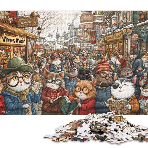 1000-teiliges Puzzle für Kinder, Weihnachtshund, quadratische Puzzles für Kinder, Holzpuzzle, Spielzeug, Wanddekoration, 1000 Stück (75 x 50 cm) von WXMMoney