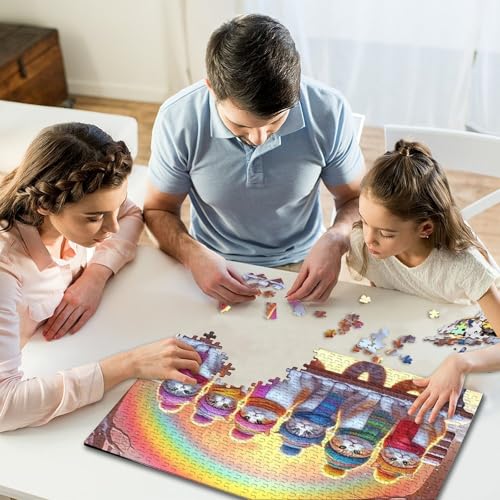 1000-teiliges Puzzle für Kinder, Weihnachtskatze, quadratische Puzzles für Kinder, Holzpuzzle, Spielzeug, Wanddekoration, 1000 Stück (75 x 50 cm) von WXMMoney