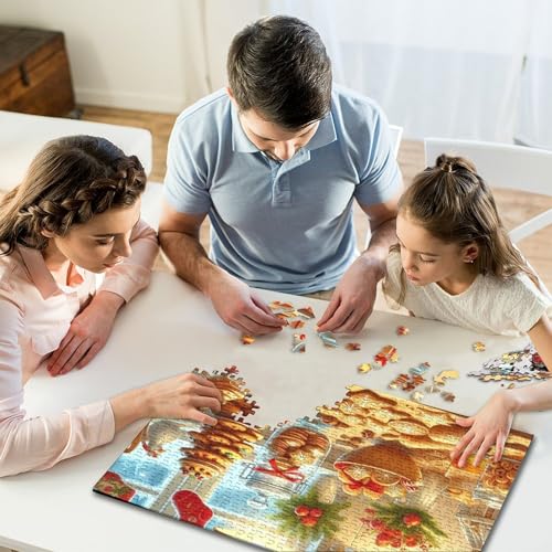 1000-teiliges Puzzle für Kinder, Weihnachtsküche, quadratische Puzzles für Kinder, Holzpuzzle, Spielzeug, Wanddekoration, 1000 Stück (75 x 50 cm) von WXMMoney