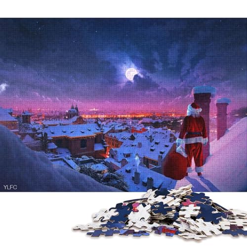 1000-teiliges Puzzle für Kinder, Weihnachtsmann-Quadrat-Puzzle für Kinder, Holzpuzzle, Spielzeug, Wanddekoration, 1000 Stück (75 x 50 cm) von WXMMoney