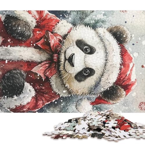 1000-teiliges Puzzle für Kinder, Weihnachtspanda-Puzzle, quadratisches Puzzle für Kinder und Holzpuzzle, Lernspiel, Herausforderungsspielzeug, 1000 Teile (75 x 50 cm) von WXMMoney