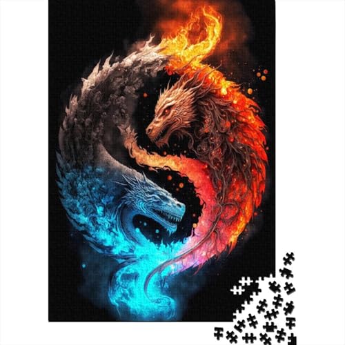 1000-teiliges Puzzle für Kinder, Yin- und Yang-Drache-Puzzle, Puzzle für Erwachsene, Familienunterhaltungsspielzeug, 1000 Teile (75 x 50 cm) von WXMMoney