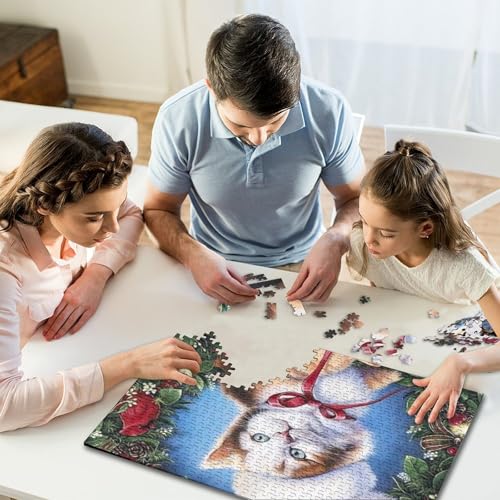 1000-teiliges Puzzle für Kinder, quadratisches Weihnachtskatzen-Puzzle, für Kinder und Teenager, Holzpuzzle, Heimkunstdekor, 1000 Teile (75 x 50 cm) von WXMMoney