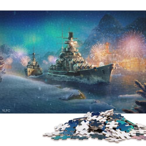 1000-teiliges Puzzle für Kinder und Weihnachts-Schlachtschiff-Quadrat-Puzzle für Kinder, Holzpuzzle, Lernspiel für Erwachsene, 1000 Teile (75 x 50 cm) von WXMMoney