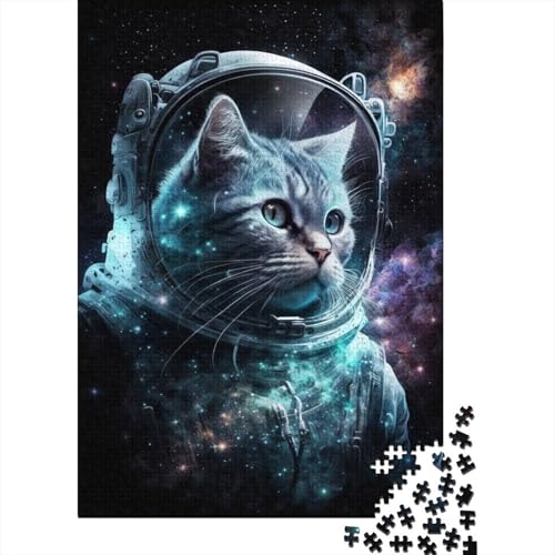 1000-teiliges Puzzle mit Astronauten-Kunst und Katze, für Erwachsene, großes Puzzle, Spielzeug, Geschenk, pädagogisches, intellektuelles, entspannendes, lustiges Familienspiel, 1000 Teile(75 x 50 cm) von WXMMoney