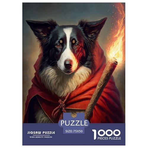 1000-teiliges Puzzle mit Tierkunst und Hunden, für Erwachsene und Teenager, Holzpuzzle, Geschenke für Heiligabend, 1000 Teile (75 x 50 cm) von WXMMoney