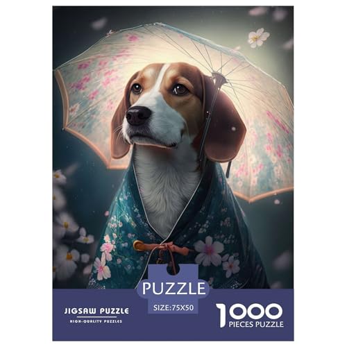 1000-teiliges Puzzle mit Tierkunst und Hunden für Erwachsene, Holzpuzzle für Erwachsene, für Familienspaß und Spieleabend, 1000 Teile (75 x 50 cm) von WXMMoney