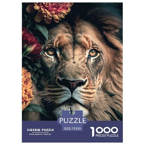 1000-teiliges Puzzle mit Tierkunst und Löwenmotiv für Erwachsene, Holzpuzzle für Erwachsene und Teenager, Lernpuzzle 1000 Teile (75 x 50 cm) von WXMMoney