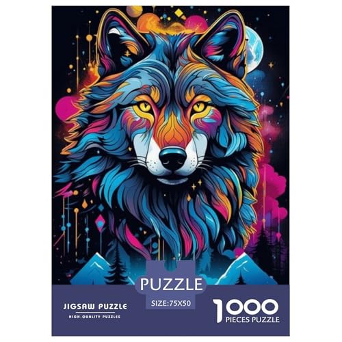 1000-teiliges Puzzle mit Tiermotiven und Wolf für Erwachsene, Holzpuzzle für Erwachsene, für Familienspaß und Spieleabend, 1000 Teile (75 x 50 cm) von WXMMoney