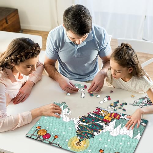 1000-teiliges Puzzle mit Weihnachtsbildern, quadratisches Puzzle für Kinder, Holzpuzzle, Lernspielzeug, 1000 Stück (75 x 50 cm) von WXMMoney