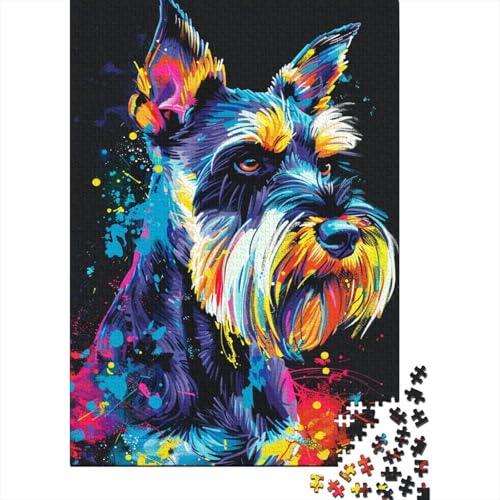 1000-teiliges Puzzle mit einem Schnauzer-Hund für Erwachsene, Holzpuzzle, pädagogisches Denkspiel, lustiges Familienspiel, 1000 Teile (75 x 50 cm) von WXMMoney