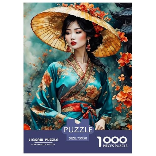 1000-teiliges Puzzle mit schönen Mädchen für Erwachsene, Puzzle, Puzzle für Erwachsene, Lernspiele für zu Hause, DIY-Spielzeug, 1000 Stück (75 x 50 cm) von WXMMoney