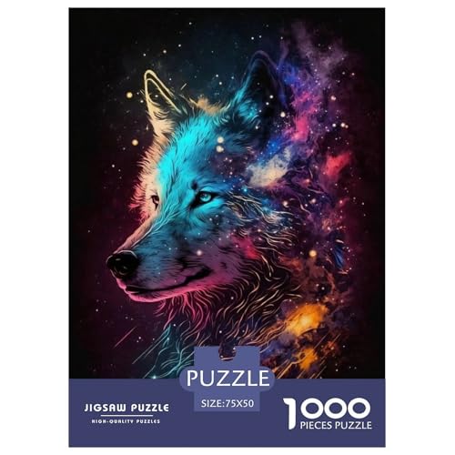 1000-teiliges Tierkunst-Wolf-Puzzle für Erwachsene, schwieriges Holzpuzzle für Erwachsene, 1000 Teile (75 x 50 cm) von WXMMoney