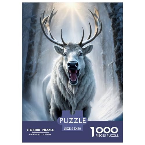 1000-teiliges künstlerisches Elch-Puzzle für Erwachsene, Puzzle, Puzzle für Erwachsene, Lernspiele für zu Hause, DIY-Spielzeug, 1000 Stück (75 x 50 cm) von WXMMoney