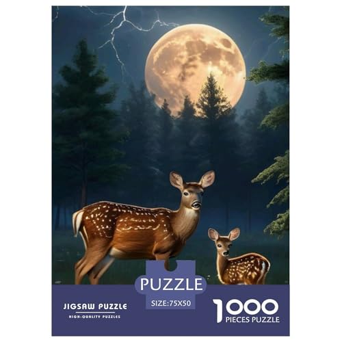 1000-teiliges künstlerisches Elch-Puzzle für Erwachsene, Puzzle, Puzzle für Erwachsene, nachhaltiges Puzzle für Erwachsene, 1000 Teile (75 x 50 cm) von WXMMoney