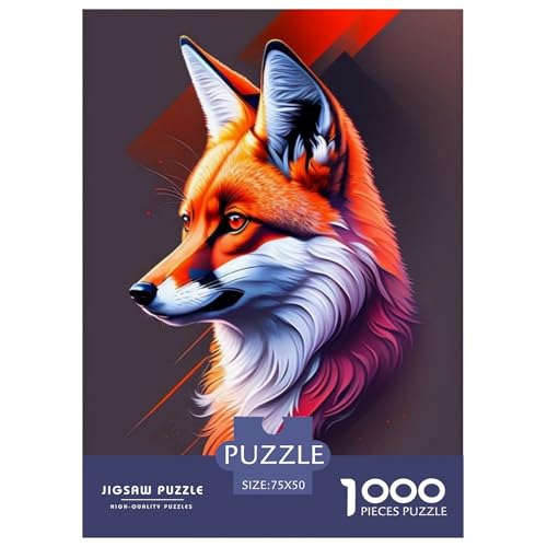 1000-teiliges künstlerisches Fuchs-Puzzle für Erwachsene, Puzzle, Puzzle für Erwachsene, Lernspiele für zu Hause, DIY-Spielzeug, 1000 Stück (75 x 50 cm) von WXMMoney