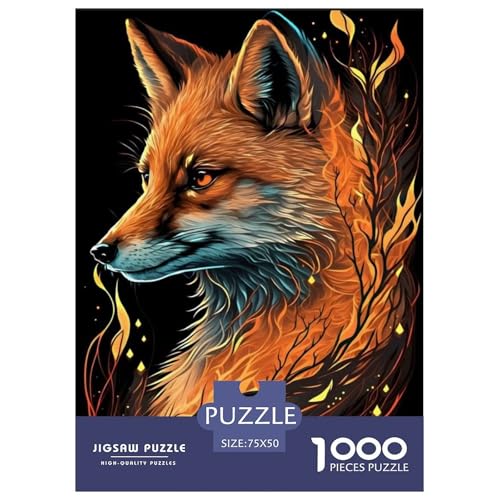 1000-teiliges künstlerisches Fuchs-Puzzle für Erwachsene, schwieriges Puzzle für Erwachsene, Lernspiel, Herausforderungsspielzeug, 1000-teilig (75 x 50 cm) von WXMMoney