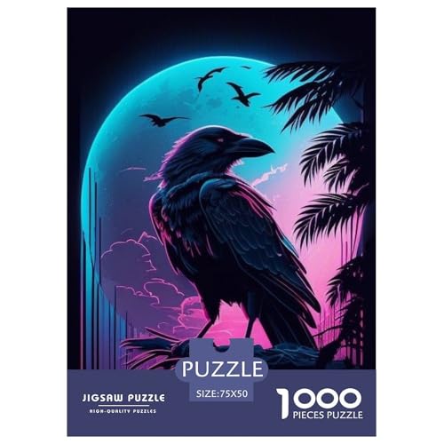 1000-teiliges künstlerisches Krähen-Puzzle für Erwachsene, Puzzle, Puzzle für Erwachsene, Lernspiele für zu Hause, DIY-Spielzeug, 1000 Stück (75 x 50 cm) von WXMMoney