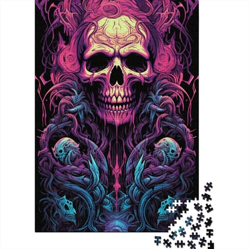 1000-teiliges rechteckiges Puzzle für Kinder, Dämonenschädel mit violetten Augen, kreatives Puzzle, Herausforderungsspielzeug, Puzzle für Kinder, 1000 Stück (75 x 50 cm) von WXMMoney