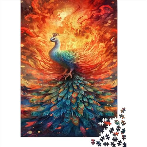 300-teiliges Holzpuzzle, farbenfrohes Pfauentier-Puzzle, kreatives rechteckiges Puzzle, Geschenk für Familienspiel, Freunde, 300 Teile (40 x 28 cm) von WXMMoney