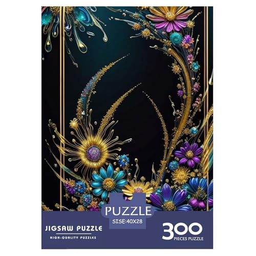 300-teiliges Kunst-Blumen-Puzzle für Erwachsene Teenager, Holzpuzzle, nachhaltiges Puzzle für Erwachsene | Spiele 300 Teile (40 x 28 cm) von WXMMoney