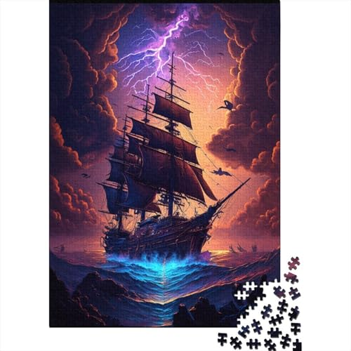 300-teiliges Puzzle, Fantasie-Piratenschiff-Puzzle, kreatives rechteckiges Puzzle, Geschenk für Familienspiel, Freunde, 300 Teile (40 x 28 cm) von WXMMoney