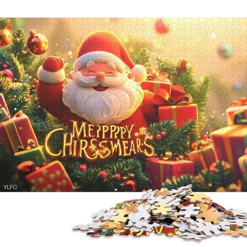 300-teiliges Puzzle, Kunst-Weihnachtsmann, quadratische Puzzles für Kinder und Holzpuzzles, Lernspielzeug, Familienspiele, 300 Teile (40 x 28 cm) von WXMMoney