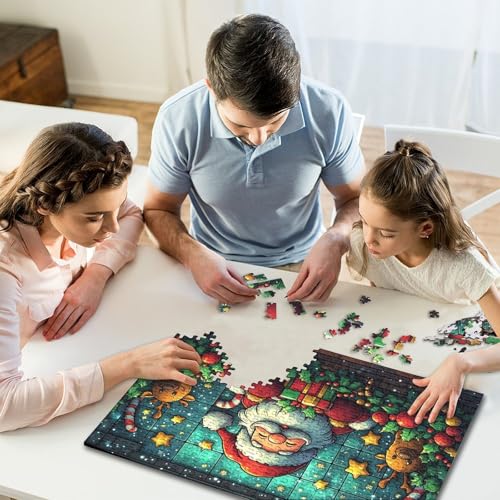 300-teiliges Puzzle, Kunstwerk „Weihnachtsmann“, kreatives quadratisches Puzzle für Kinder und Holzpuzzle, anspruchsvolles Spiel, 300 Teile (40 x 28 cm) von WXMMoney