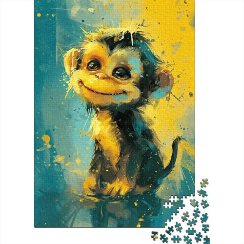 300-teiliges Puzzle, süßer Kleiner gelber AFFE, Puzzle für Erwachsene, schwierige und anspruchsvolle Holzbrettpuzzles, 300 Teile (40 x 28 cm) von WXMMoney