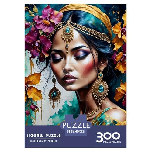 300-teiliges Puzzle „Indische Schönheit“ für Erwachsene, Puzzles für Erwachsene und Teenager, Erwachsene ab 14 Jahren, 300 Teile (40 x 28 cm) von WXMMoney