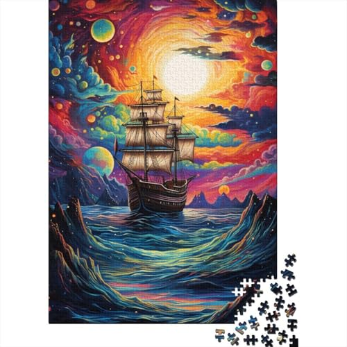 300-teiliges Puzzle „Piratenschiff im Universum“ für Kinder, Puzzle, Lernspielzeug, 300 Stück (40 x 28 cm) von WXMMoney