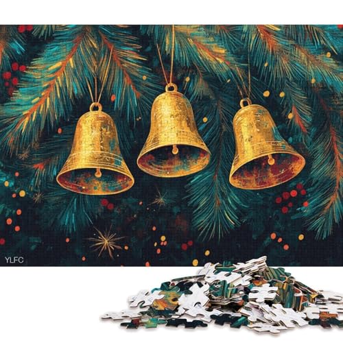 300-teiliges Puzzle „Weihnachtsglocken“, kreatives quadratisches Puzzle für Kinder, Holzpuzzle für Kinder, Lernspiel, Herausforderungsspielzeug (40 x 28 cm) von WXMMoney