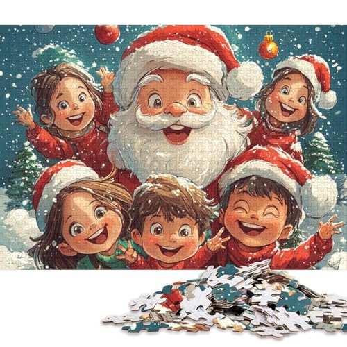 300-teiliges Puzzle Art Weihnachtsmann-Quadrat-Puzzle für Kinder und Holzpuzzles für die ganze Familie, 300 Teile (40 x 28 cm) von WXMMoney