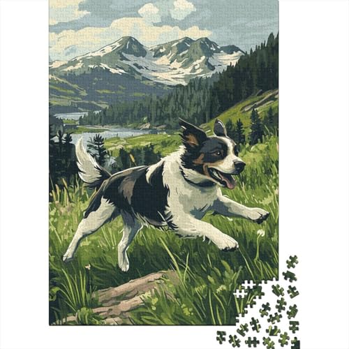 300-teiliges Puzzle Border Collie Puzzles für Kinder Holzspiele Puzzle-Herausforderung Spielzeug Weihnachts- und Geburtstagsgeschenk 300 Teile (40x28cm) von WXMMoney