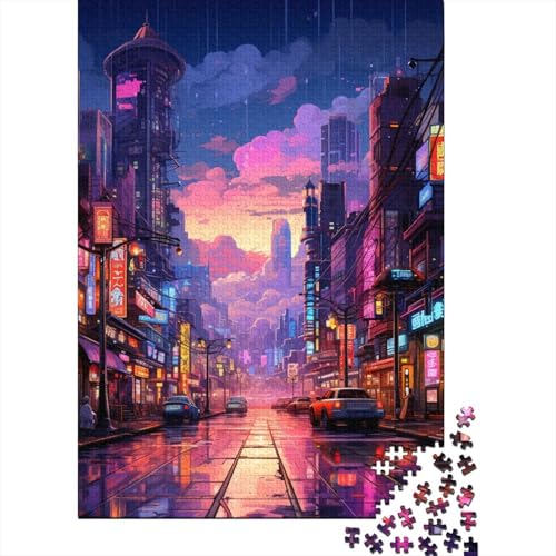 300-teiliges Puzzle für Erwachsene, Japanisches Straßenpuzzle, kreatives rechteckiges Holzpuzzle, Geschenk für Freunde und Familie, 300 Teile (40 x 28 cm) von WXMMoney