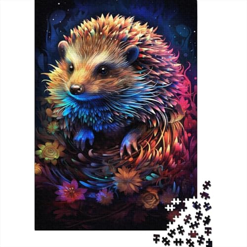 300-teiliges Puzzle für Erwachsene, bunter Igel, Holzpuzzle, pädagogisches Denkspiel, lustiges Familienspiel, 300 Teile (40 x 28 cm) von WXMMoney