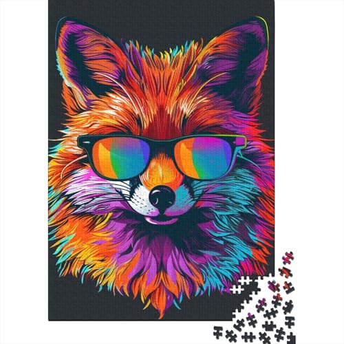 300-teiliges Puzzle für Erwachsene mit Fuchs mit Sonnenbrille, Holzpuzzle, pädagogisches Denkspiel, lustiges Familienspiel, 300 Teile (40 x 28 cm) von WXMMoney