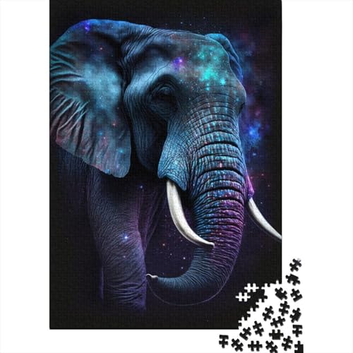 300-teiliges Puzzle für Erwachsene mit Galaxie-Sternenelefant, Holzpuzzle, pädagogisches Denkspiel, lustiges Familienspiel, 300 Teile (40 x 28 cm) von WXMMoney