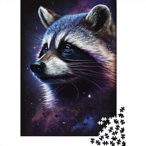 300-teiliges Puzzle für Erwachsene mit Galaxie-Waschbär, Holzpuzzle, pädagogisches Denkspiel, lustiges Familienspiel, 300 Teile (40 x 28 cm) von WXMMoney