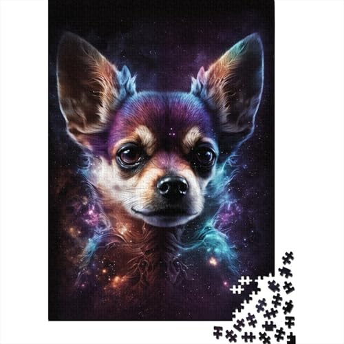 300-teiliges Puzzle für Erwachsene mit Galaxie- und Chihuahua-Motiv, Holzpuzzle, pädagogisches Denkspiel, lustiges Familienspiel, 300 Teile (40 x 28 cm) von WXMMoney